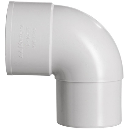 HWA bocht 80mm Wit mof/spie 90 graden