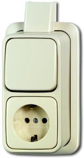 Busch-Jaeger Opbouw Wandcontactdoos + Wisselschakelaar Créme