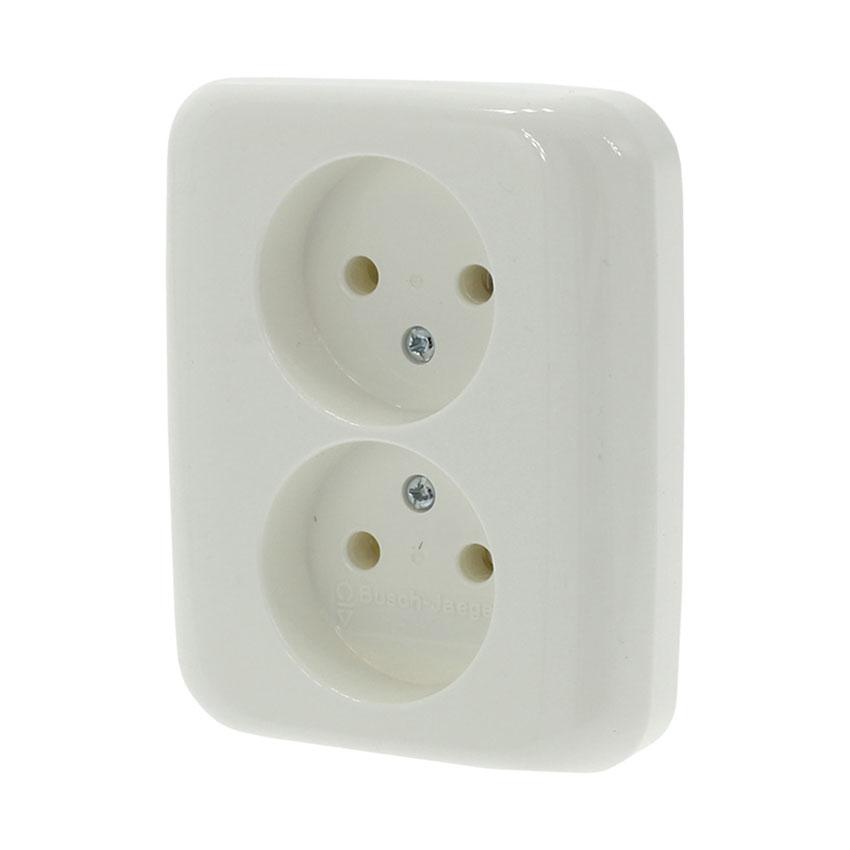 Busch-Jaeger Reflex Wandcontactdoos 2V Zonder Randaarde Wit