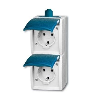 Busch-Jaeger Ocean Wandcontactdoos 2V Verticaal Spatwaterdicht