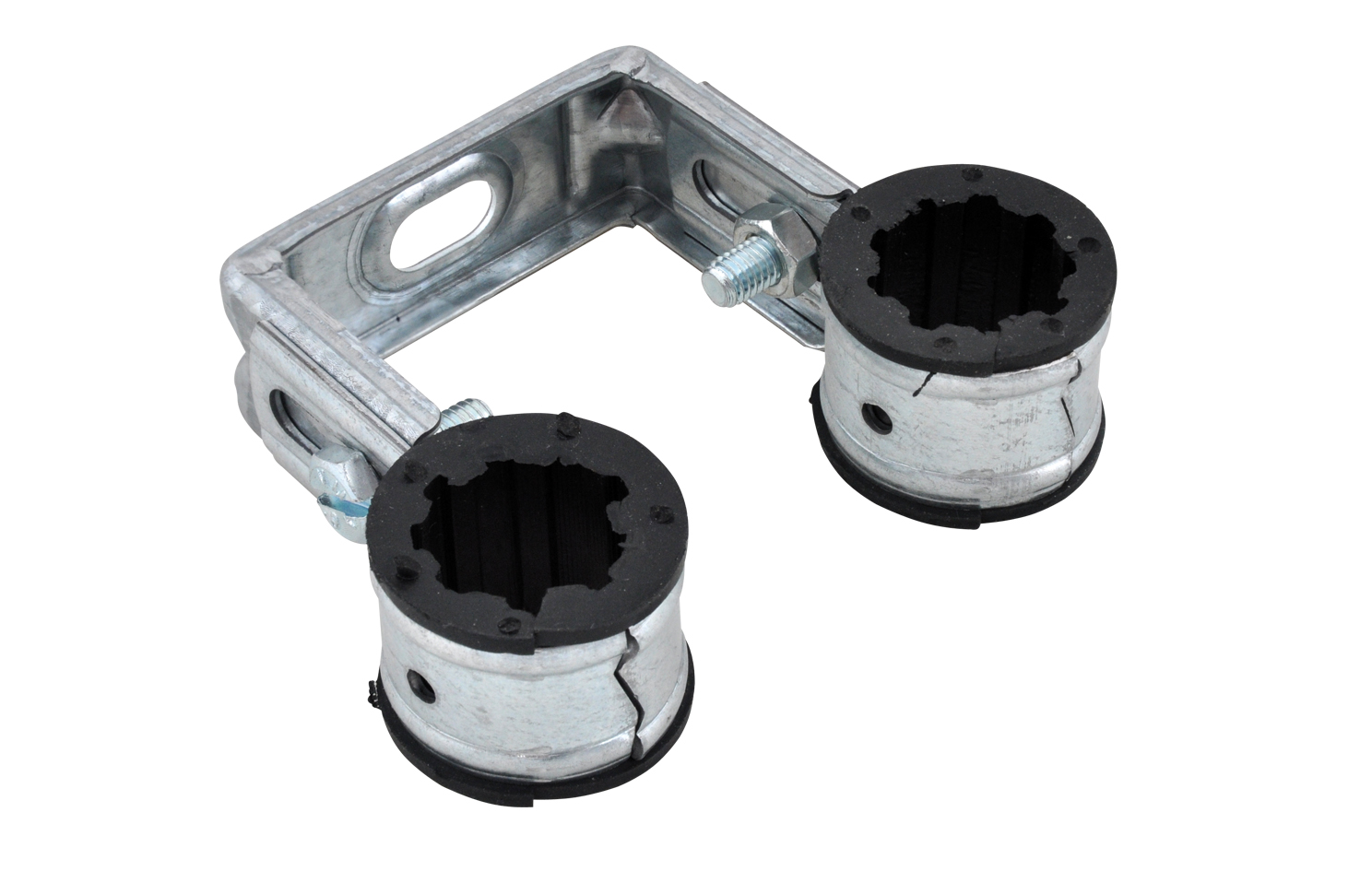 Duplo Dubbele Pijpbeugel + Rubberinlaag 22 - Zwart