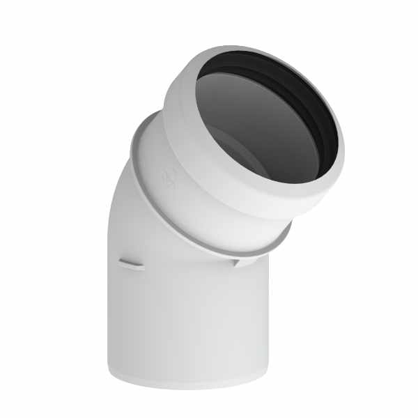 Burgerhout Rookgas Safe PP Bocht 80MM Mof/Spie - 43/45 Graden Wit