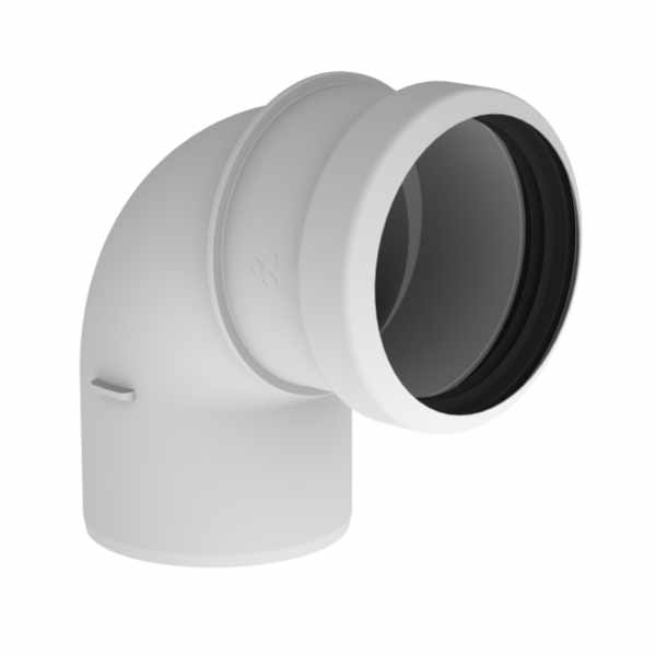 Burgerhout Rookgas Safe PP Bocht 80MM Mof/Spie - 87/90 Graden Wit