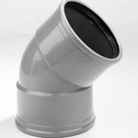 Pvc bocht 110mm, mof/mof 45 graden Rubber