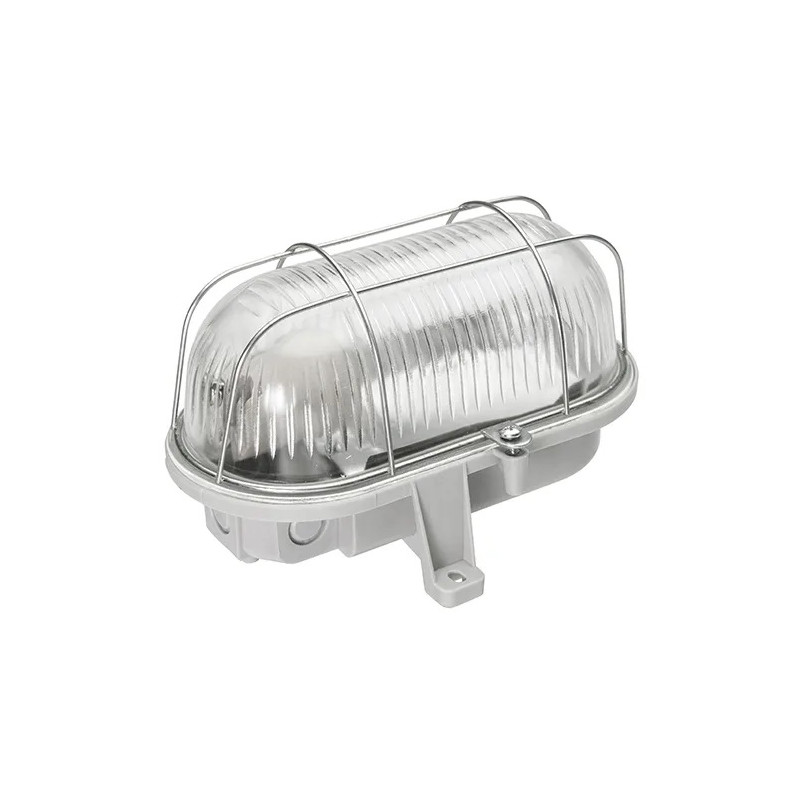 Bulleye 100W E27 Glas Stalen Korf IP44 Grijs