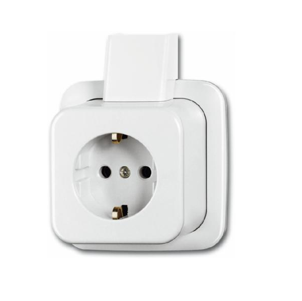 Busch-Jaeger Opbouw Wandcontactdoos 1V Randaarde + Montageplaat Wit