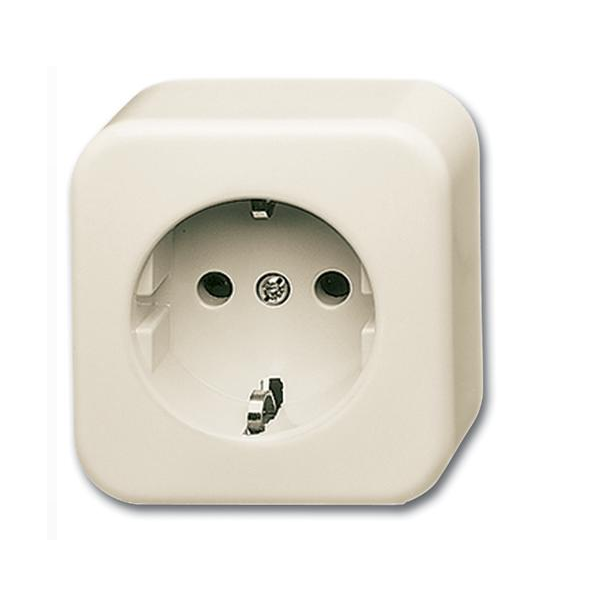 Busch-Jaeger Opbouw Wandcontactdoos 1V + Randaarde Créme
