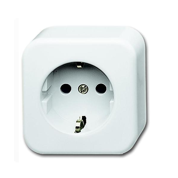 Busch-Jaeger Opbouw Wandcontactdoos 1V + Randaarde Wit