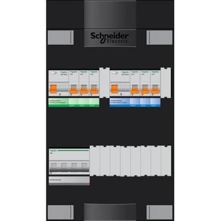 Schneider Groepenkast 6-Groepen B16 Ampere - 4P Hoofdschakelaar - 3 Aardlekschakelaars