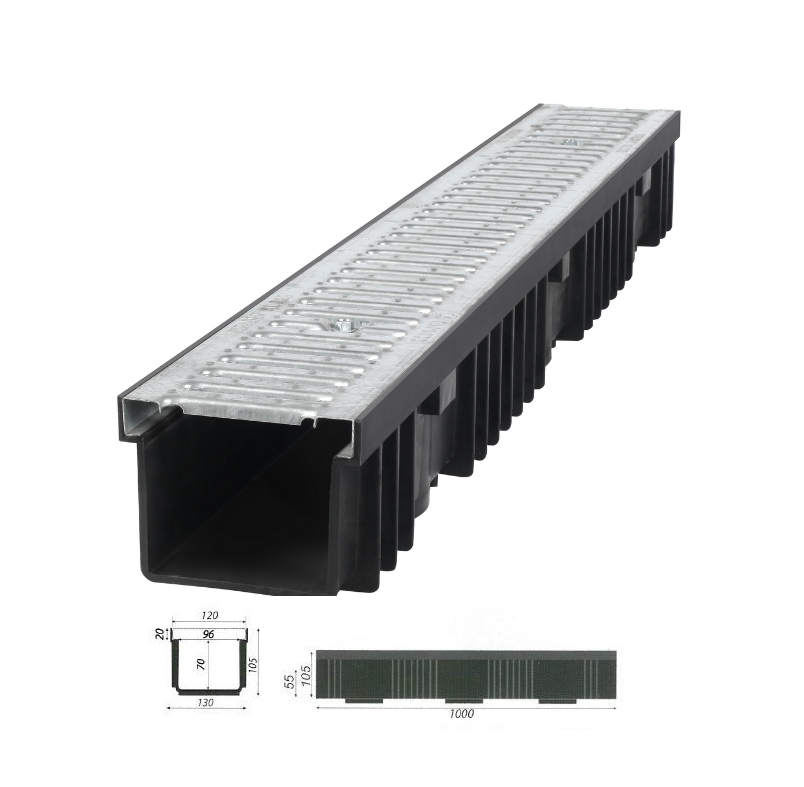 BULK ACTIE! Afvoergoot met Gegalvaniseerd Rooster 60 Meter