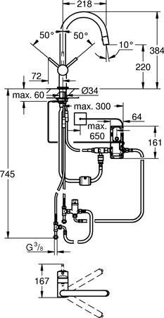 Grohe BauEdge Keukenmengkraan Hoge Uitloop - Afbeelding 3