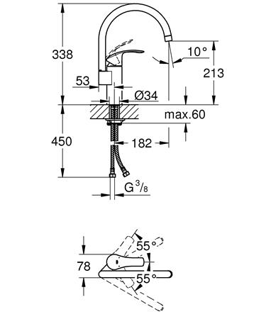Grohe BauEdge Keukenmengkraan Hoge Uitloop - Afbeelding 2