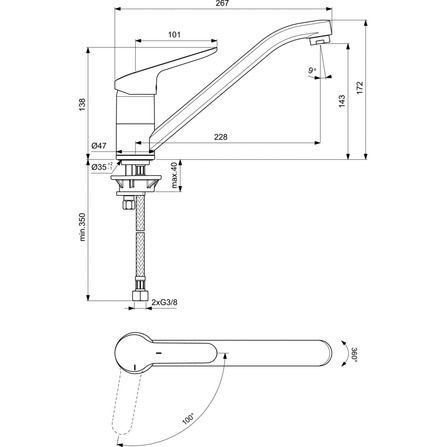 Ideal standard keukenkraan B8029AA - Afbeelding 2