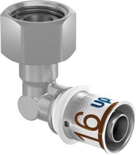 Uponor S-Press Plus Haakse 2- Delige Schroefbus 16 x 1/2 tbv Inbouwreservoir (Geberit)