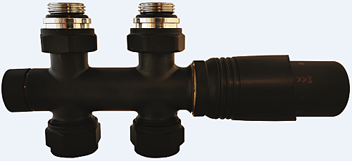 Radiator aansluitset Mat-Zwart Recht