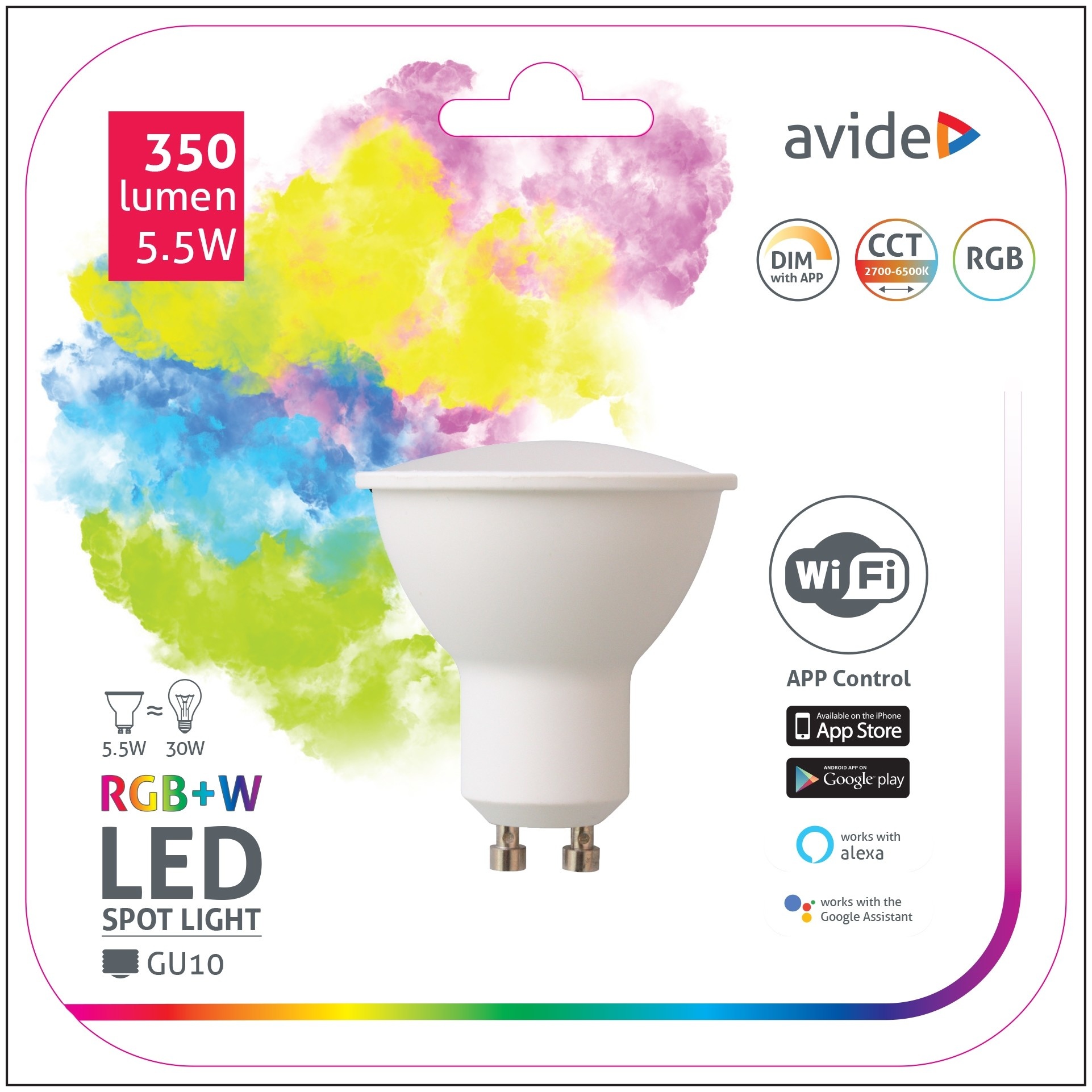 Avida Smart LED GU10 5.5W RGB+W WIFI APP