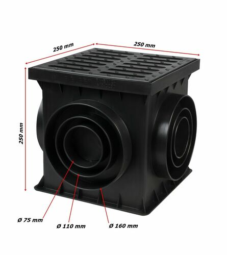 Tuin Drain Afvoerput 250x250x250 Zwart - Afbeelding 2