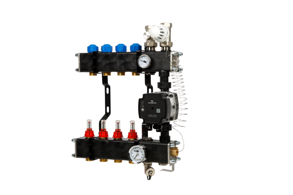 VTE Composiet 4 Groepen Verdeler + Grundfos UPM3 Pomp