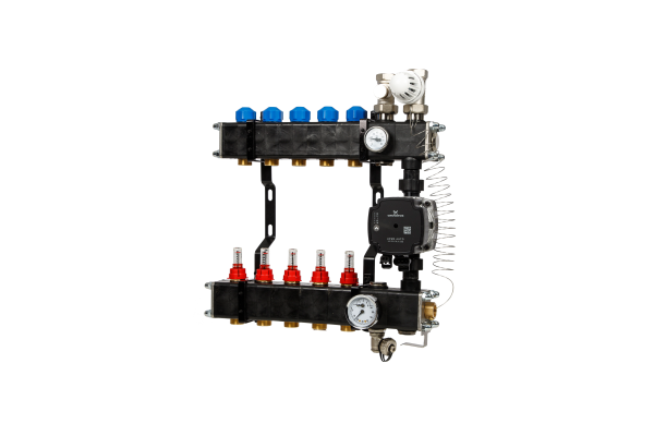 VTE Composiet 5 Groepen Verdeler + Grundfos UPM3 Pomp