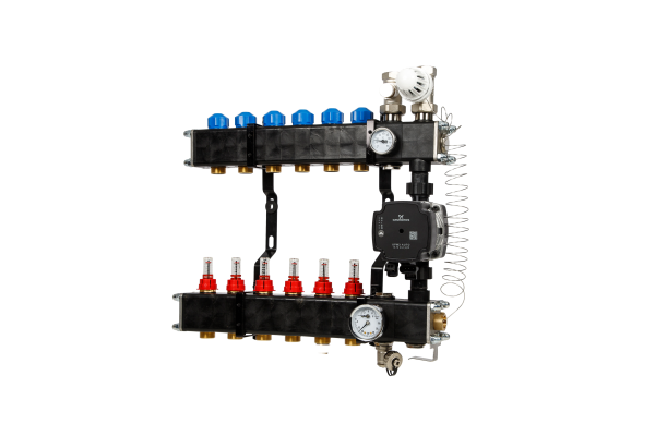 VTE Composiet 6 Groepen Verdeler + Grundfos UPM3 Pomp