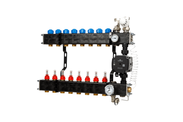VTE Composiet 8 Groepen Verdeler + Grundfos UPM3 Pomp