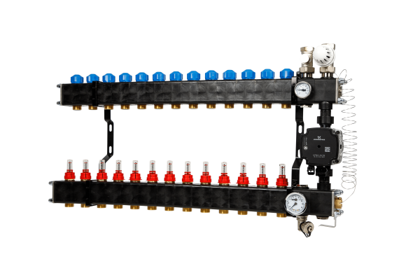 VTE Composiet 13 Groepen Verdeler + Grundfos UPM3 Pomp