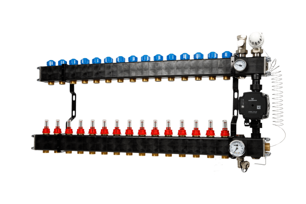 VTE Composiet 15 Groepen Verdeler + Grundfos UPM3 Pomp