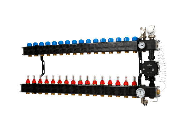 VTE Composiet 16 Groepen Verdeler + Grundfos UPM3 Pomp