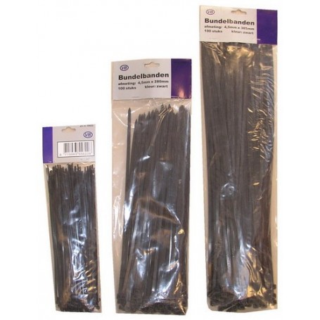 Bundelband / Tiewraps 2,5 x 160mm 100 stuks Zwart