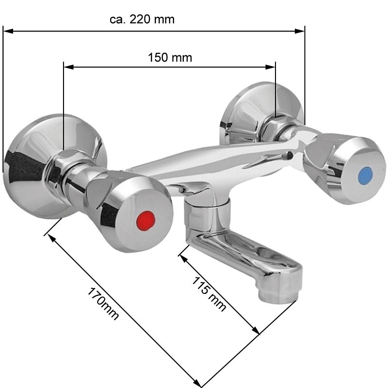 Wandmengkraan S-100 met Korte Uitloop - Afbeelding 2