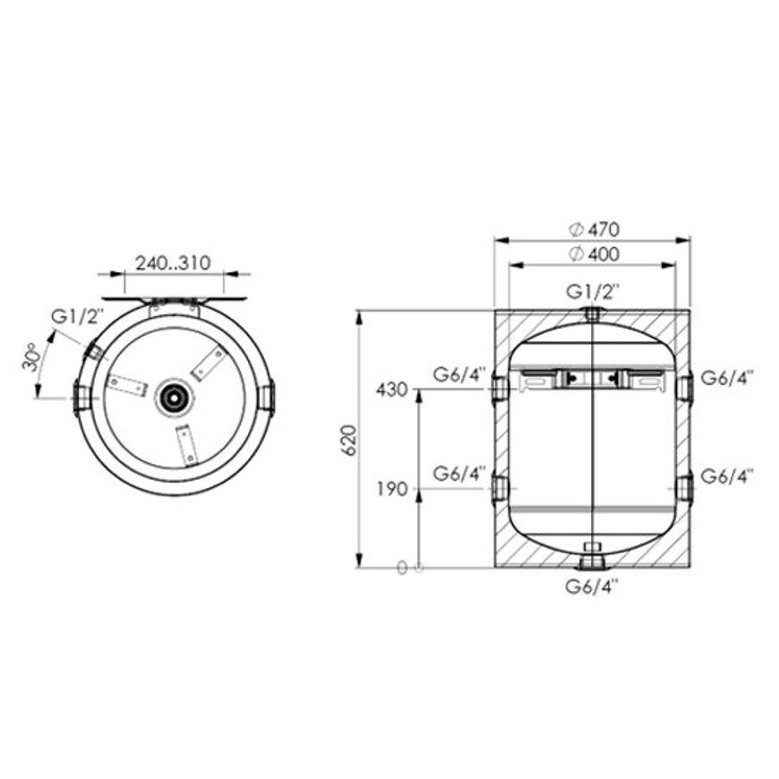 Ferroli FBM-PC0060 Buffervat 60 Liter - Afbeelding 2