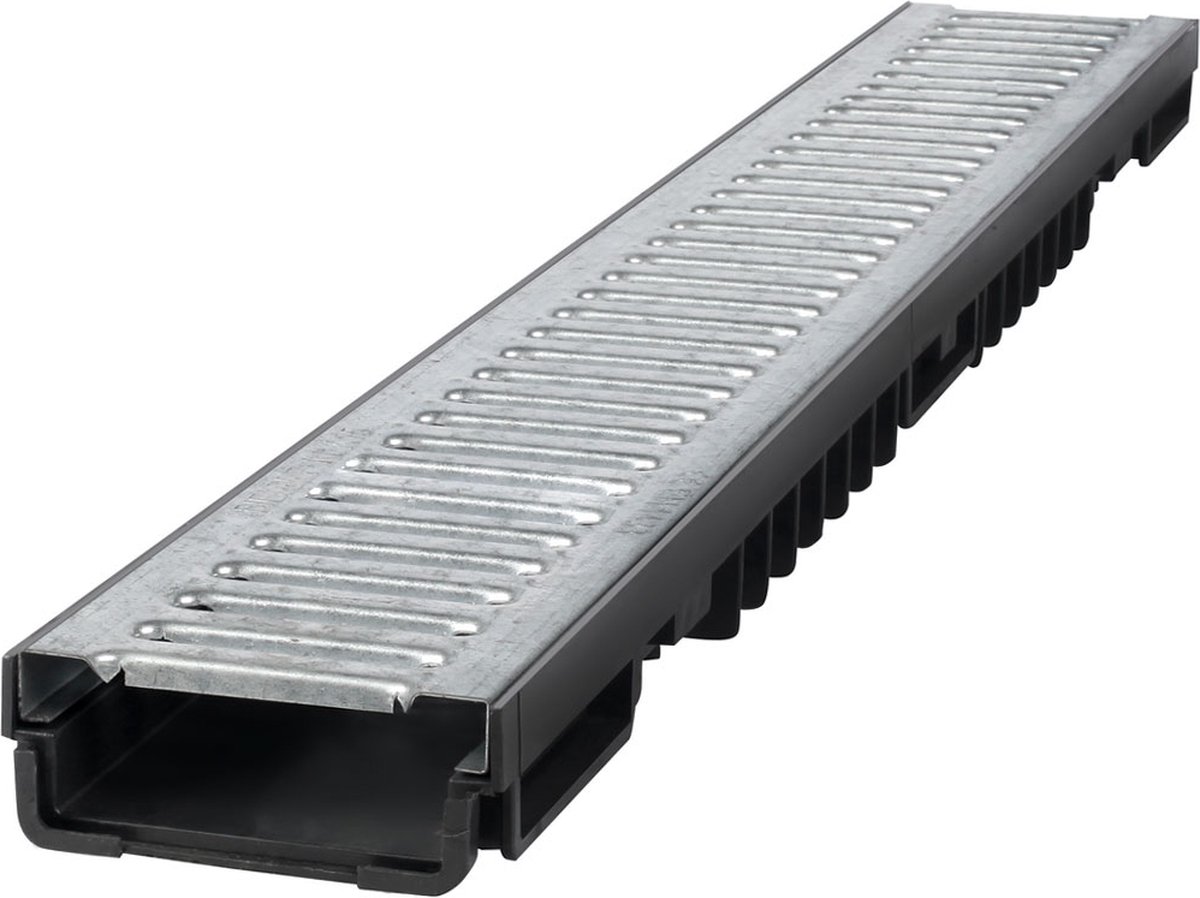 Afvoergoten Set - 3 Meter + Eindkap + Zijuitloop 1000x55mm - Afbeelding 2