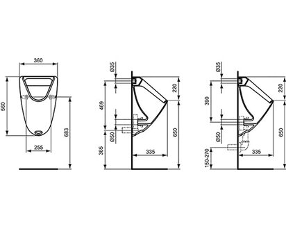 Ideal Standard Eurovit Urinoir Achterinlaat Wit - Afbeelding 2