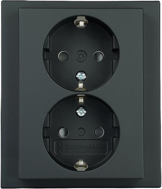 Busch-Jaeger Future Linear Wandcontactdoos 2V + Randaarde Mat Zwart