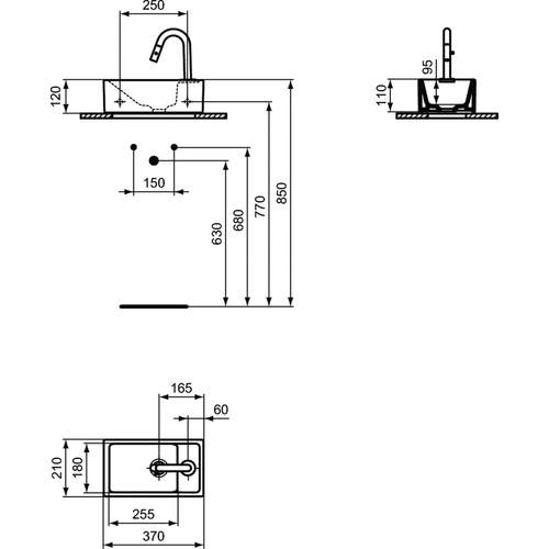 Ideal Standard Tempo Fonteinpack 37cm Rechts Wit Idealstream Fonteinkraan E2129AA - Afbeelding 2