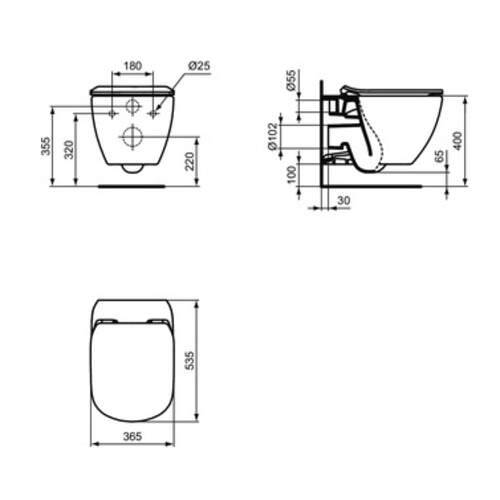 Ideal Standard Tesi Aquablade Wandcloset Pack Diepspoel met Slimseat Softclose Silk Black - Afbeelding 5