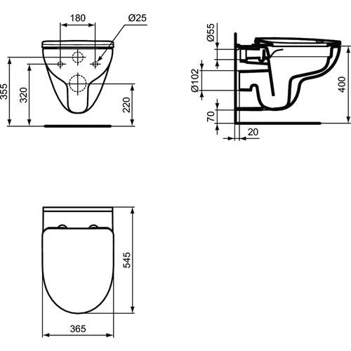 Ideal Standard i.Life A Randloos Wandcloset Pack Diepspoel D-model met Softclose - Afbeelding 4