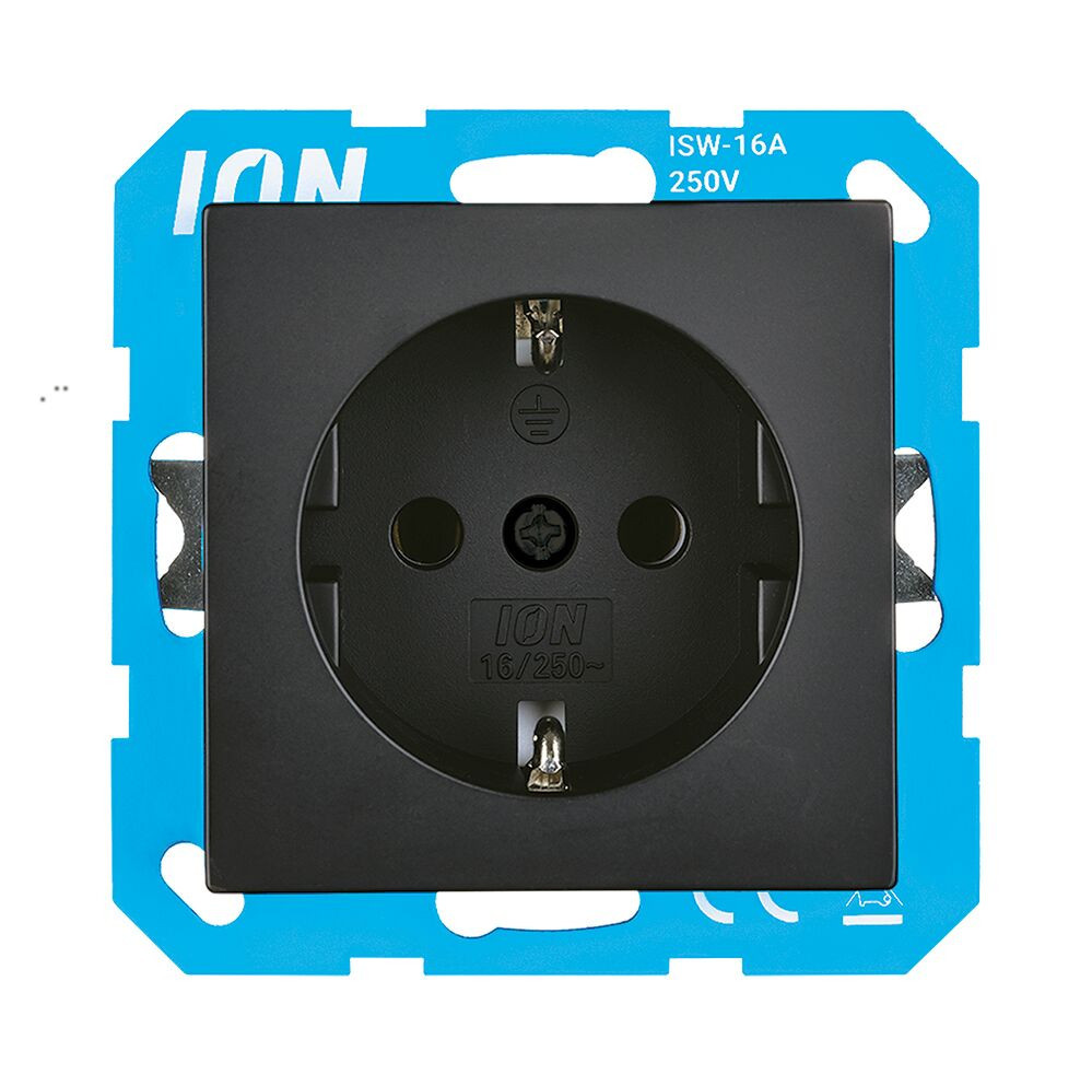 ION Industries Wandcontactdoos RA Met Aanraakbeveiliging V1/J1 Mat Zwart