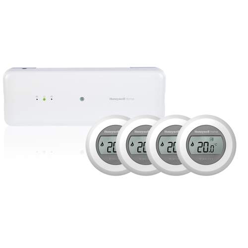 Honeywell Home Zoneregelaar HCC100 + 4x Honeywell Home Round Draadloos Aan/Uit