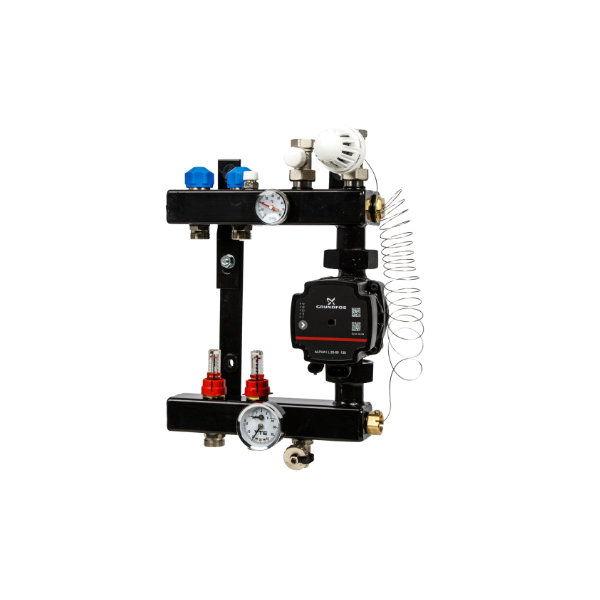 VTE In-Line Stalen Verdeler 2-Groeps met Grundfos UPM3 A-Label Pomp