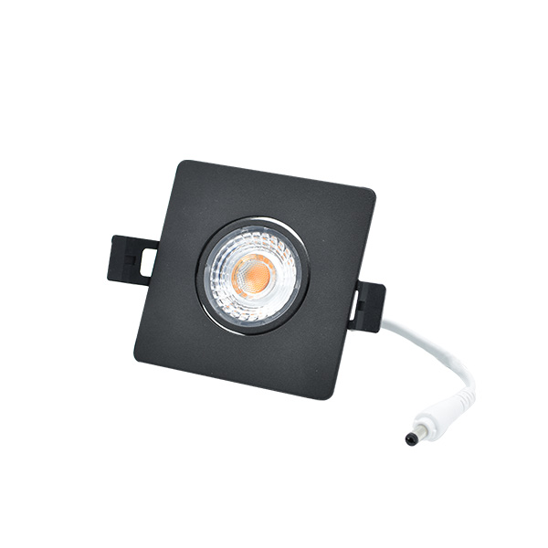 Interlight Downlight Inb.spot Vierkant Vlak Matzwart 8W 2700K Ip44 Dim