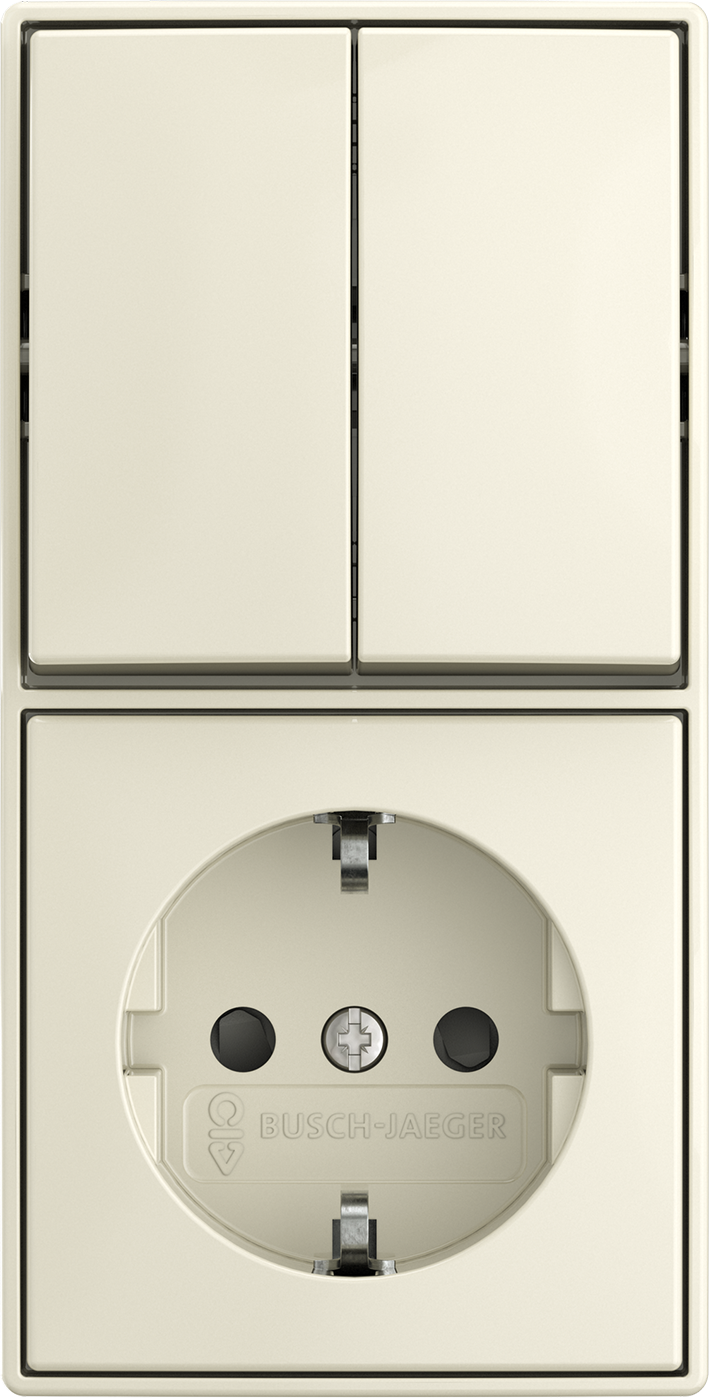 Abb Busch-Jaeger Combinatie Serieschakelaar + Wcd Ra Opbouw Creme