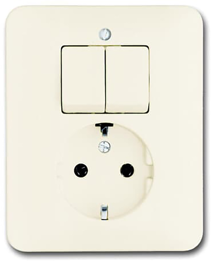 Abb Busch-Jaeger Combi Serieschakelaar + Wcd Ra Inbouw Creme Bj