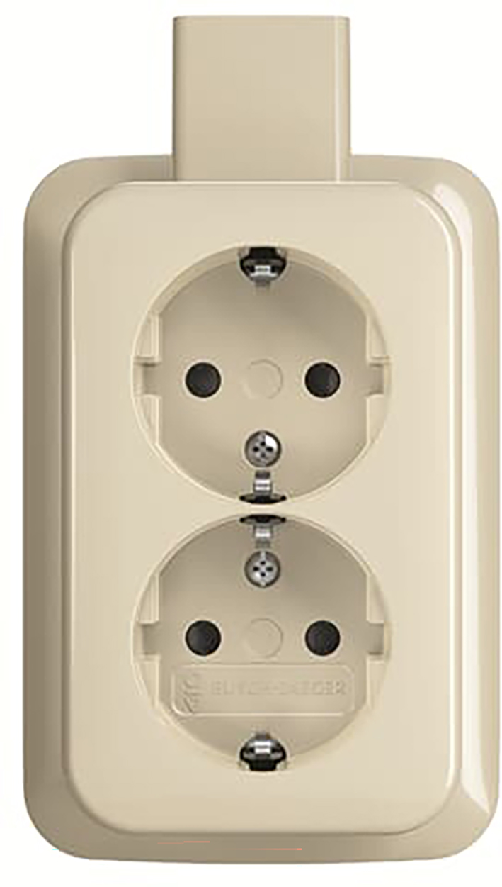 Abb Busch-Jaeger Opbouw Wcd Ra Kv 2-Voudig +Montageplaat Creme Ap