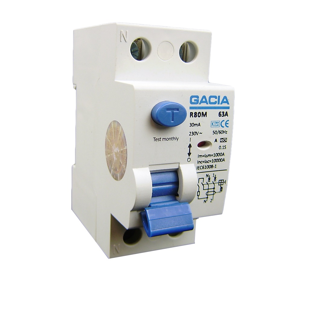 Gacia Europe Aardlekschakelaar 63A 2P 2 Mod 30Ma