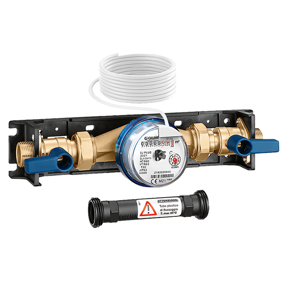 Caleffi Koud Water Meter 3/4" + Afsluitkranen Met Plaatselijke Aflezing