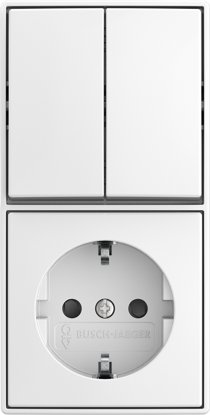 Abb Busch-Jaeger Combinatie Serieschakelaar + Wcd Ra Opbouw Wit/Wit