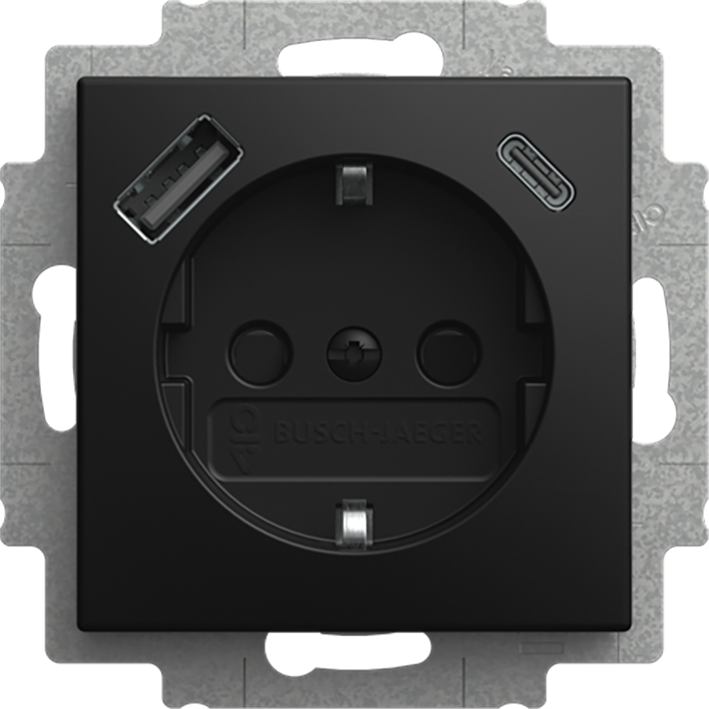 Abb Busch-Jaeger Wcd Ra 1-Voudig + Usb A &amp; C Mat Zwart Balance