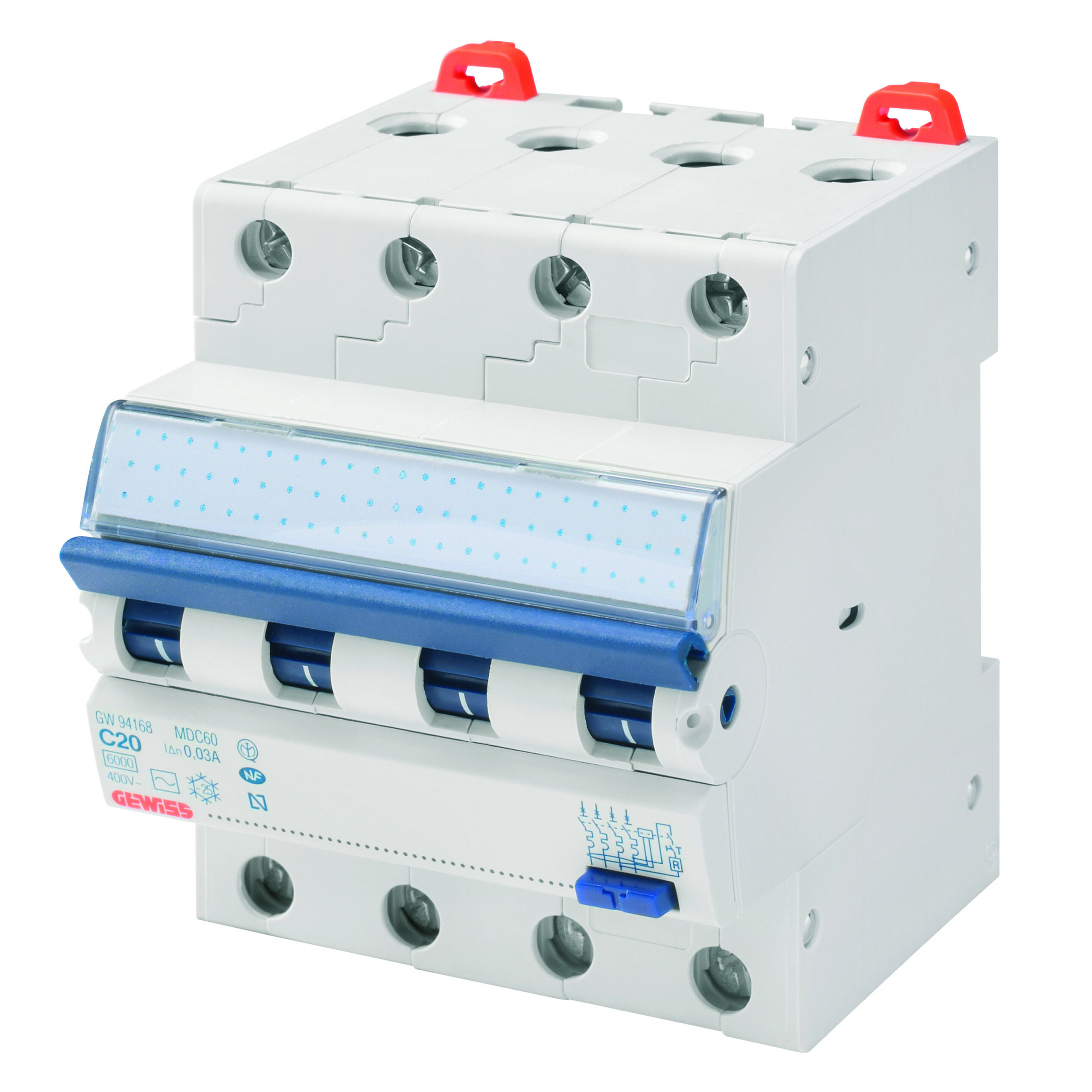 Gewiss Aardlekautomaat B16A 4P 6Ka 300Ma - Type A - Afbeelding 2