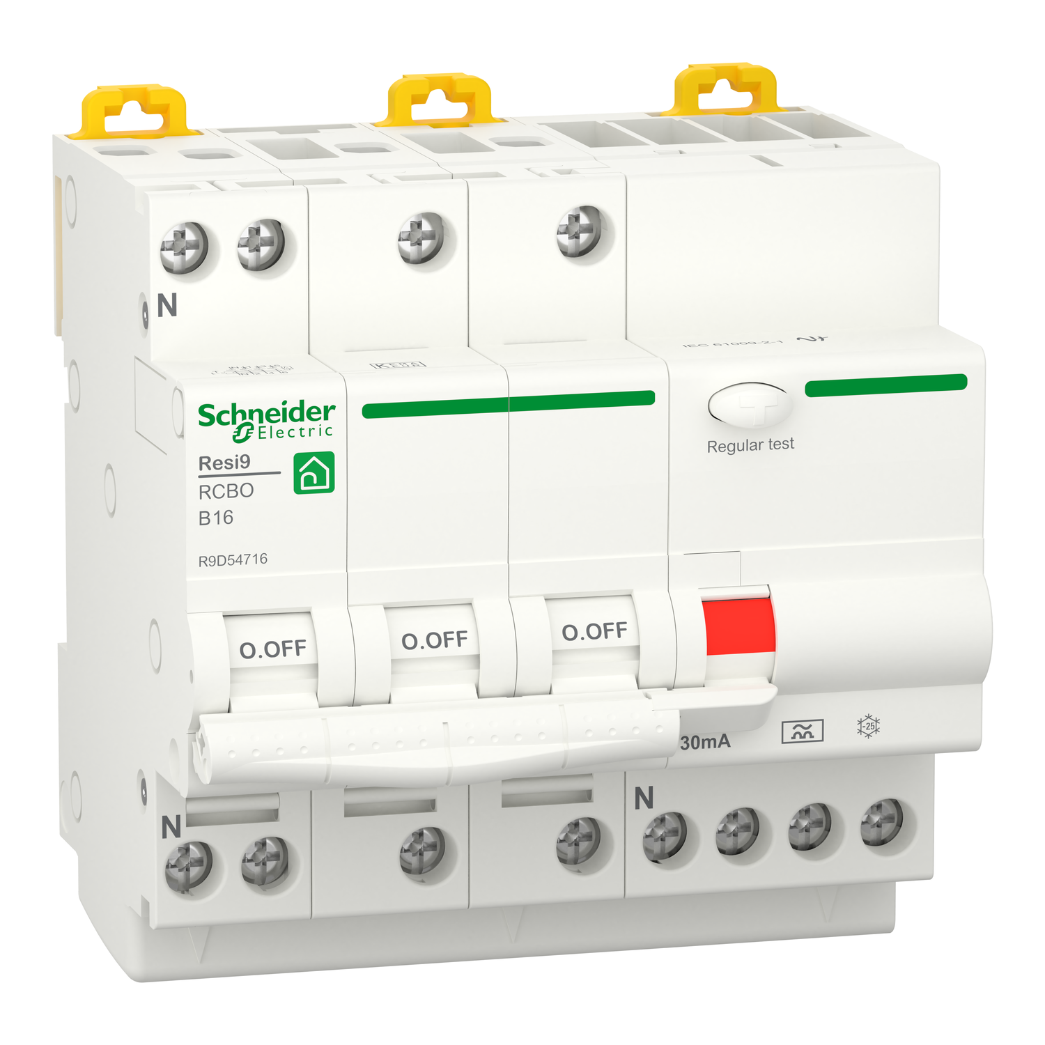 Schneider Electric Aardlekautomaat B16A 3P+N 6Ka 30Ma - Resi9 - Afbeelding 3
